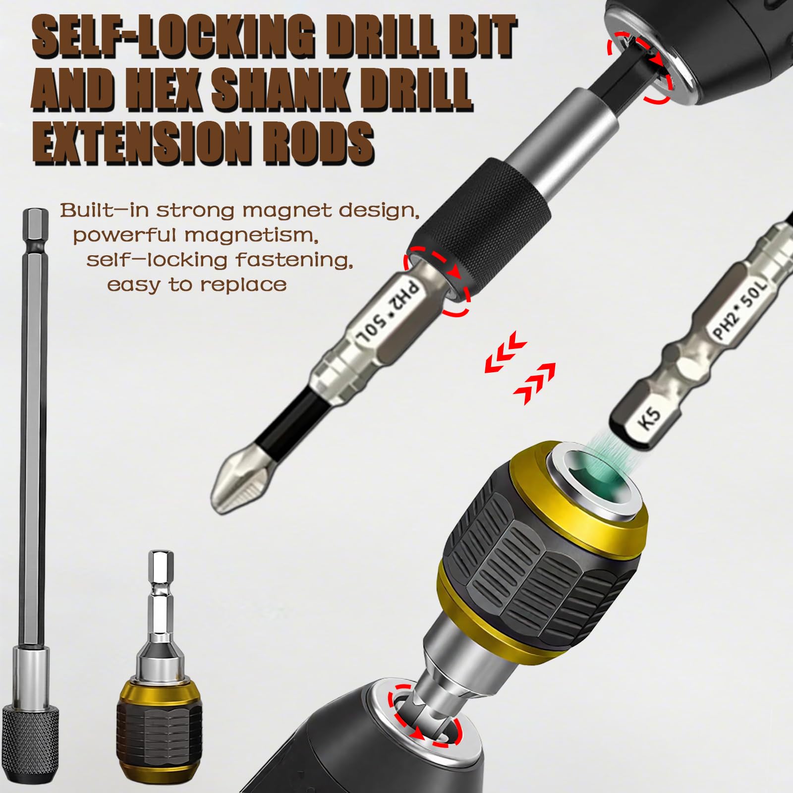 Magnetic Screwdriver Drill Bit Set - 9 Pieces -6 Magnetic Screwdriver Drill Bit Set - 9 Pieces -6