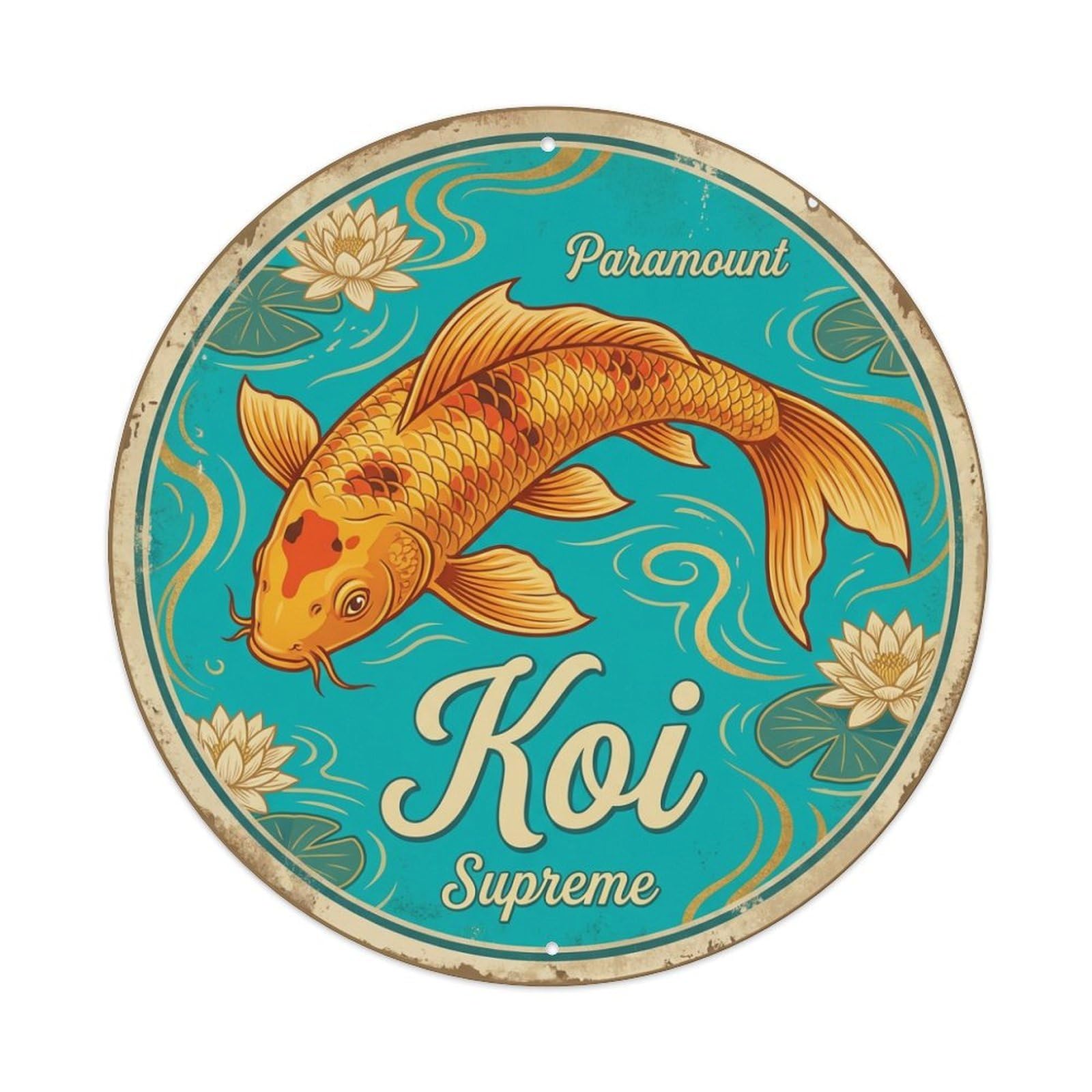 Koi Fish Paramount Supreme Foremost Waters Excellent Superior Metal Tin Sign