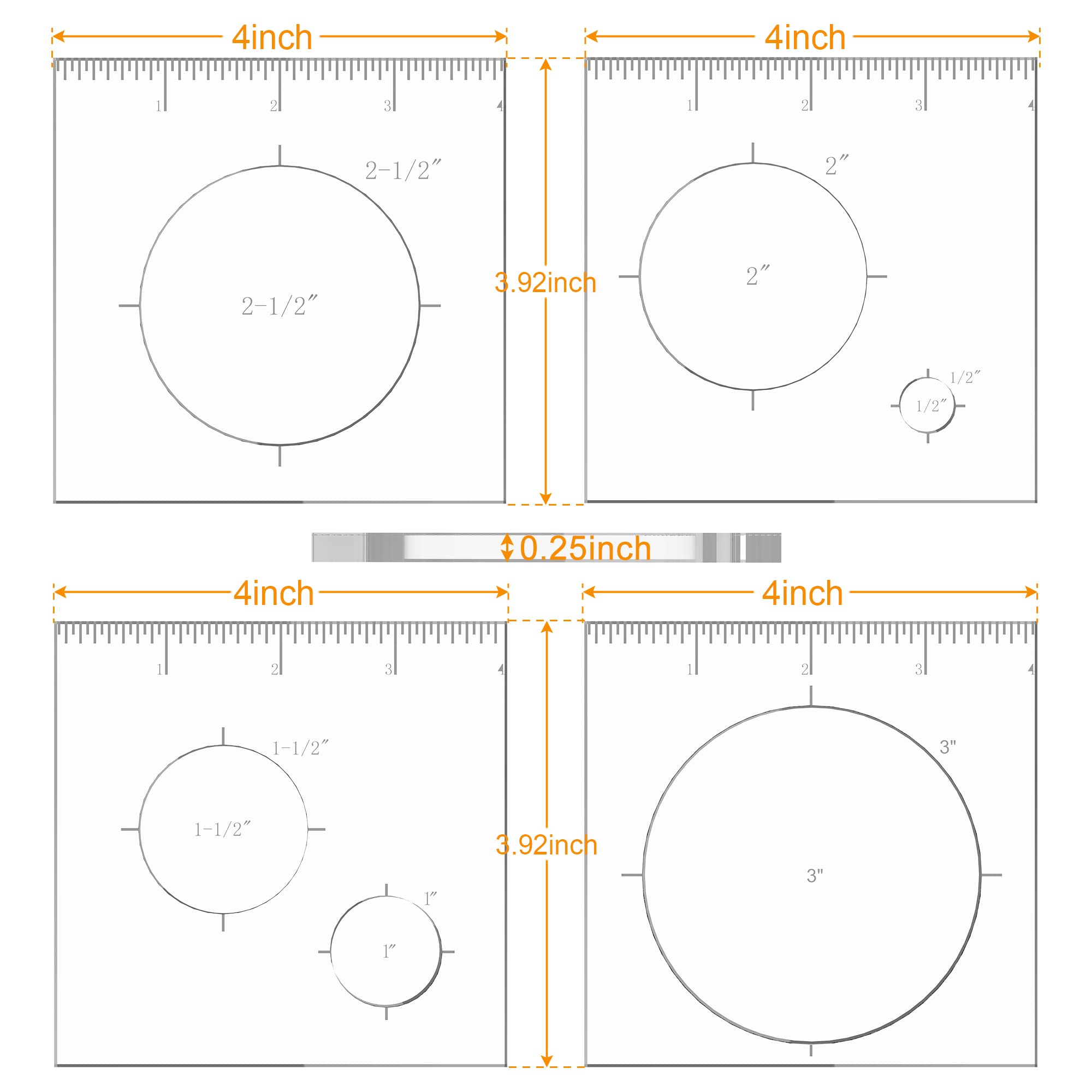 4 Pack Circle Inlay Templates Router Jig for Woodworking