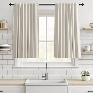 Short Blackout Curtains 40 Inch Long 2 Panels Set, Ivory