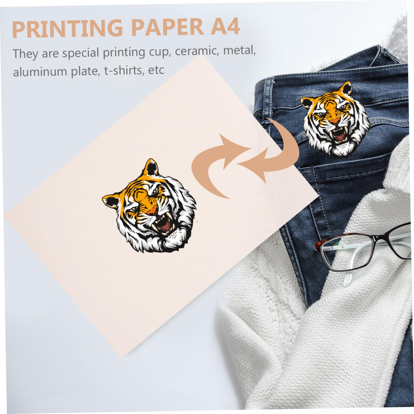 100 Stück Sublimationspapier Transferpapier für Heat Press T shirt Aufbügeln Weißes Sublimationspapier für DIY Textildruck und Keramikdruck