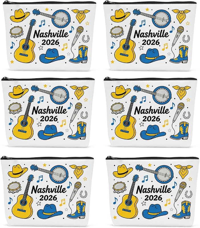Sldpngo Necessaire de Maquiagem Nashville, Estilo Western, Pacote com 6