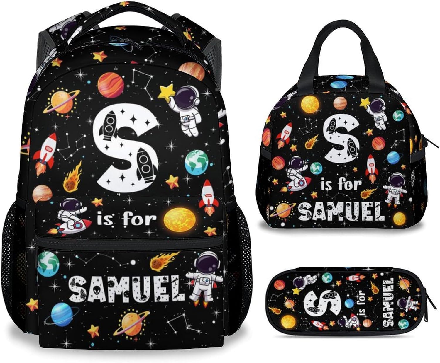 Custom Fashion Boys Backpack Sets - Set of 3 Truck Backpacks Matching Combo - Adjustable School Bookbag and Pencil Case Bundle