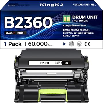 B2360 KVK63 Drum Unit Not Toner 1-Pack Replacement for Dell B2360 KVK63 Image-Drum Compatible with Dell B2360 B2360d B2360dn B3460dn B3465dn B3465dnf S2830 S2830dn Laser Printer All-in-One Copier