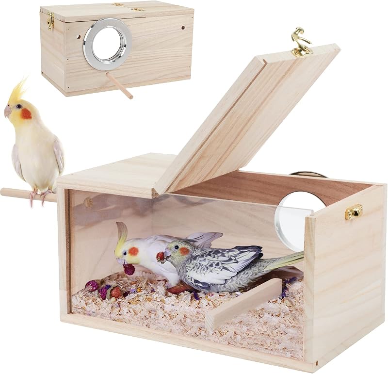 Ninho para Aves com Janela Transparente e Poleiro Rypet 29,0 x 14,7 x 14,7 cm