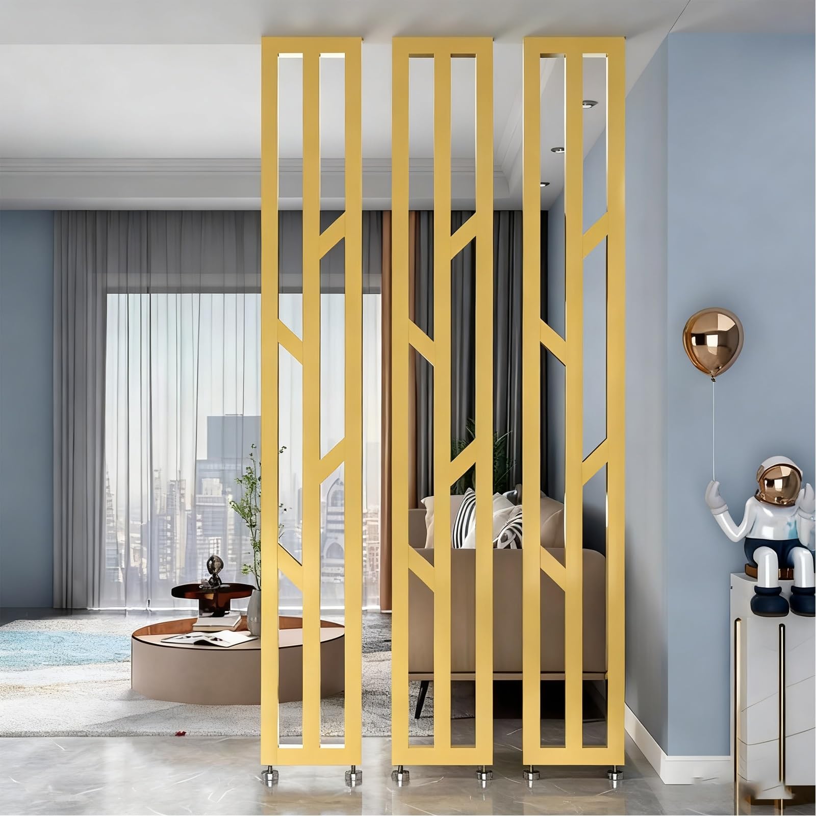 Lot de 3 séparateurs de pièce réglables – Panneaux de séparation du sol au plafond sans perçage pour une décoration d'intérieur élégante et une séparation polyvalente de l'espace