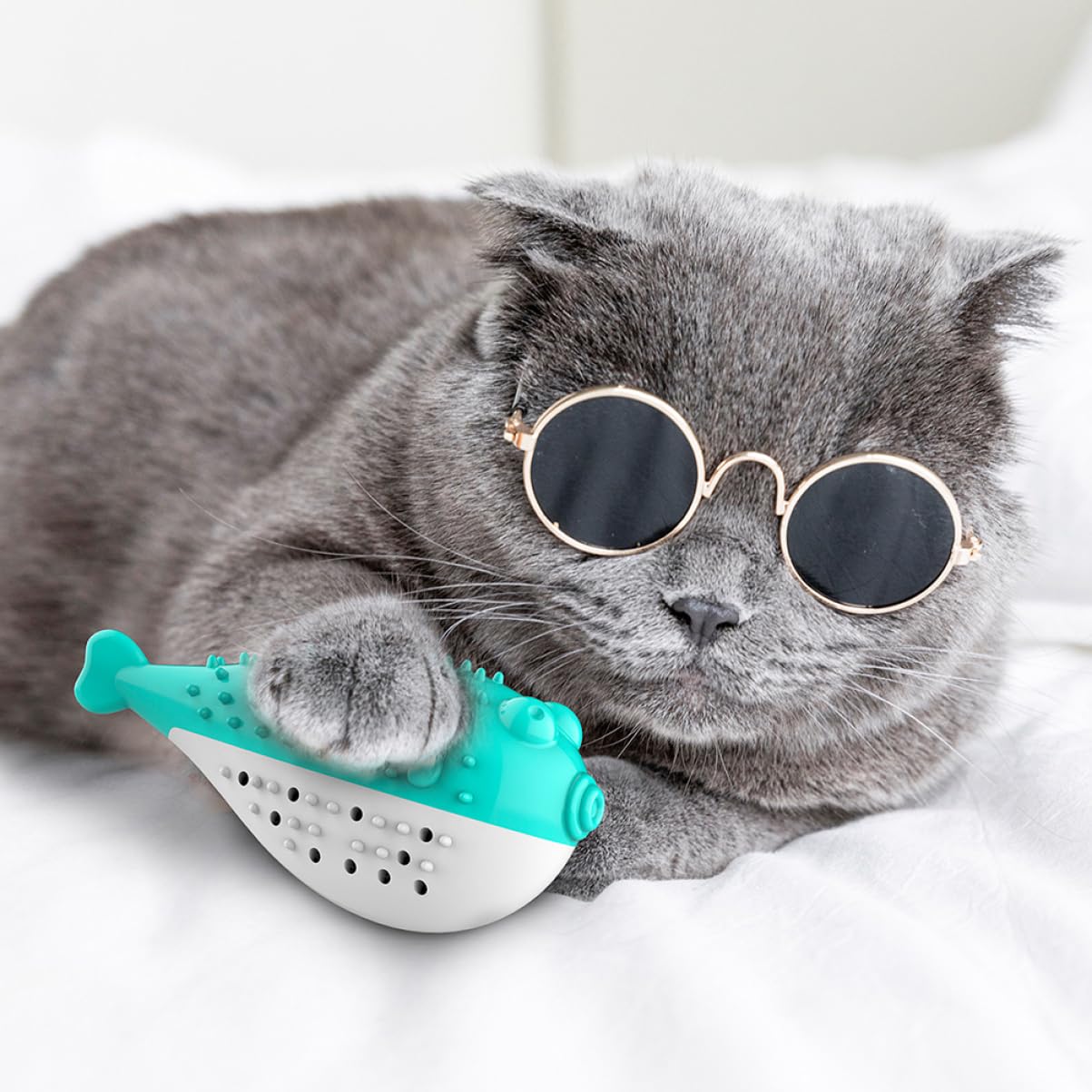 4 Piezas de Juguetes masticables para Mascotas Gato Adorable Juguete para Mascotas Masticar bagre Juguete Juguete Masticar Juguete de Silicona para Limpieza para Gatos Menta Gato Teaser