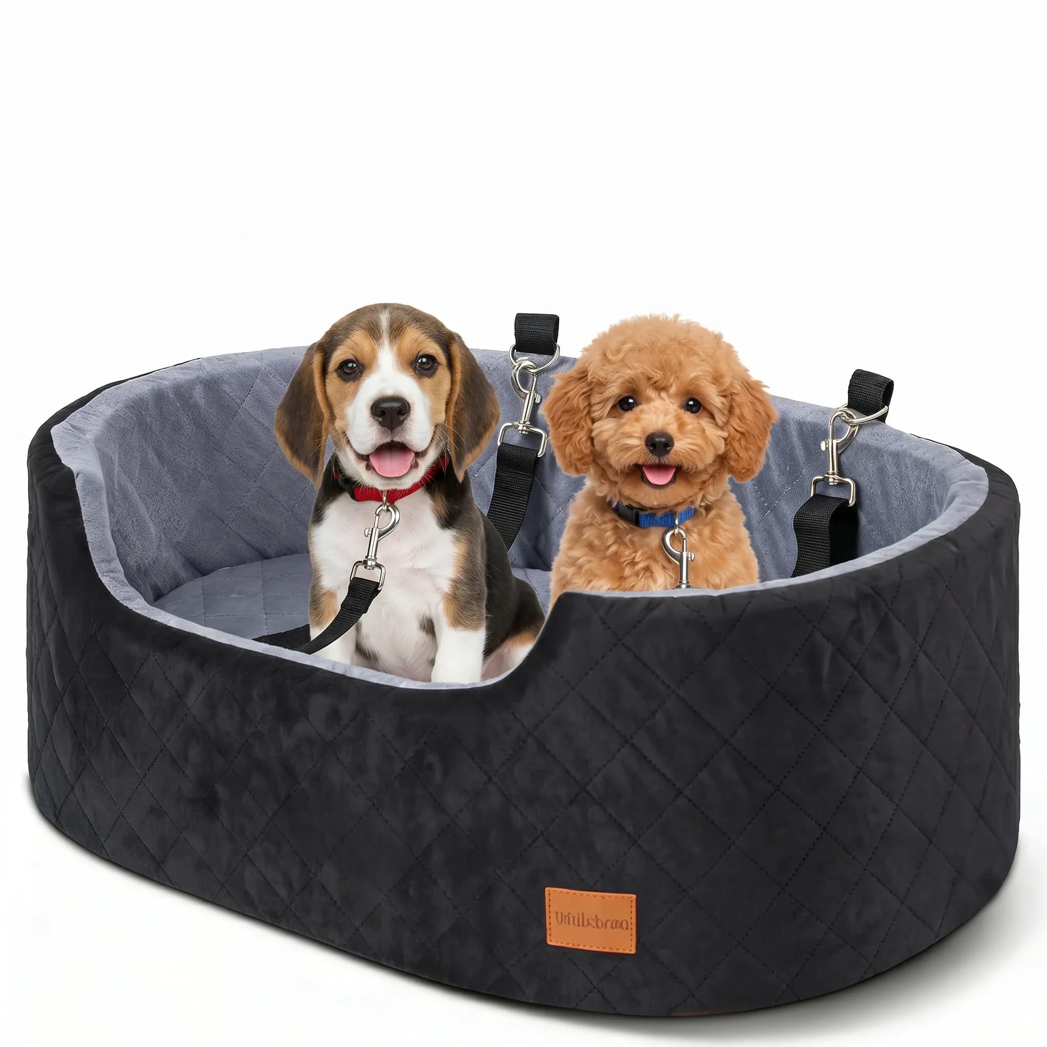 Asiento de Coche de 10 cm de Altura para Perros de Menos de 25 kg | Cojín de 70 x 42 x 10 cm, 2 correas de seguridad, asiento para coche para perros con funda extraíble y lavable