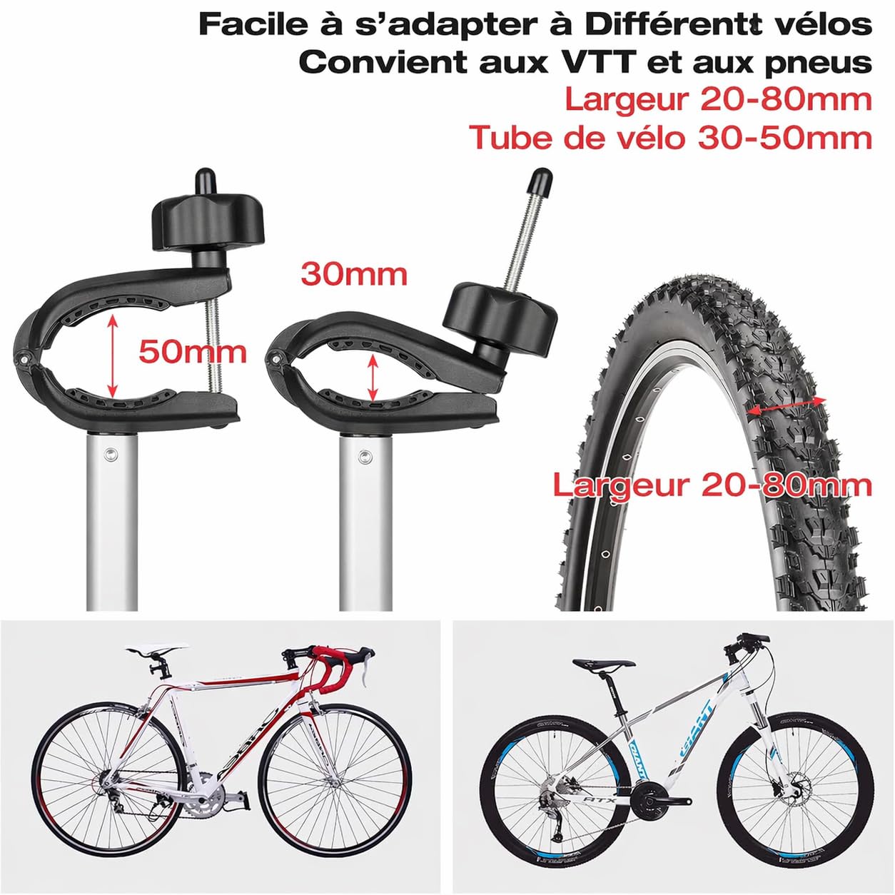 CXWXC Porte vélo électrique pour attelage de remorque 2 vélos, Charge utile maximale 60 kg, Porte-vélos d'attelage de remorque avec feu arrière (Noir)