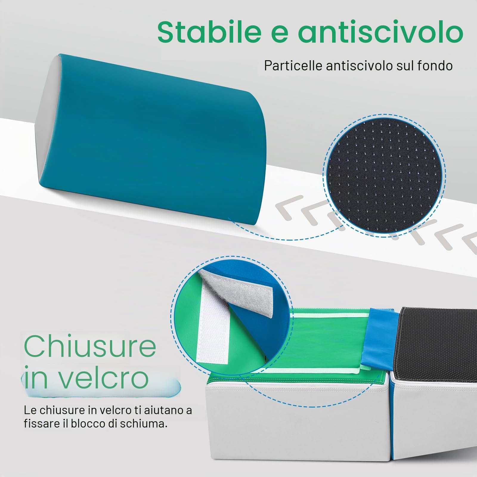 Wilwolfer Blocchi per Bambini in Schiuma Set: 5 Pezzi Pelle PU Set da Gioco Blocchi Morbidi per Bambini - Percorso a Ostacoli per Infanzia per Soggiorno Cameretta e Asilo Nido(Moderno)