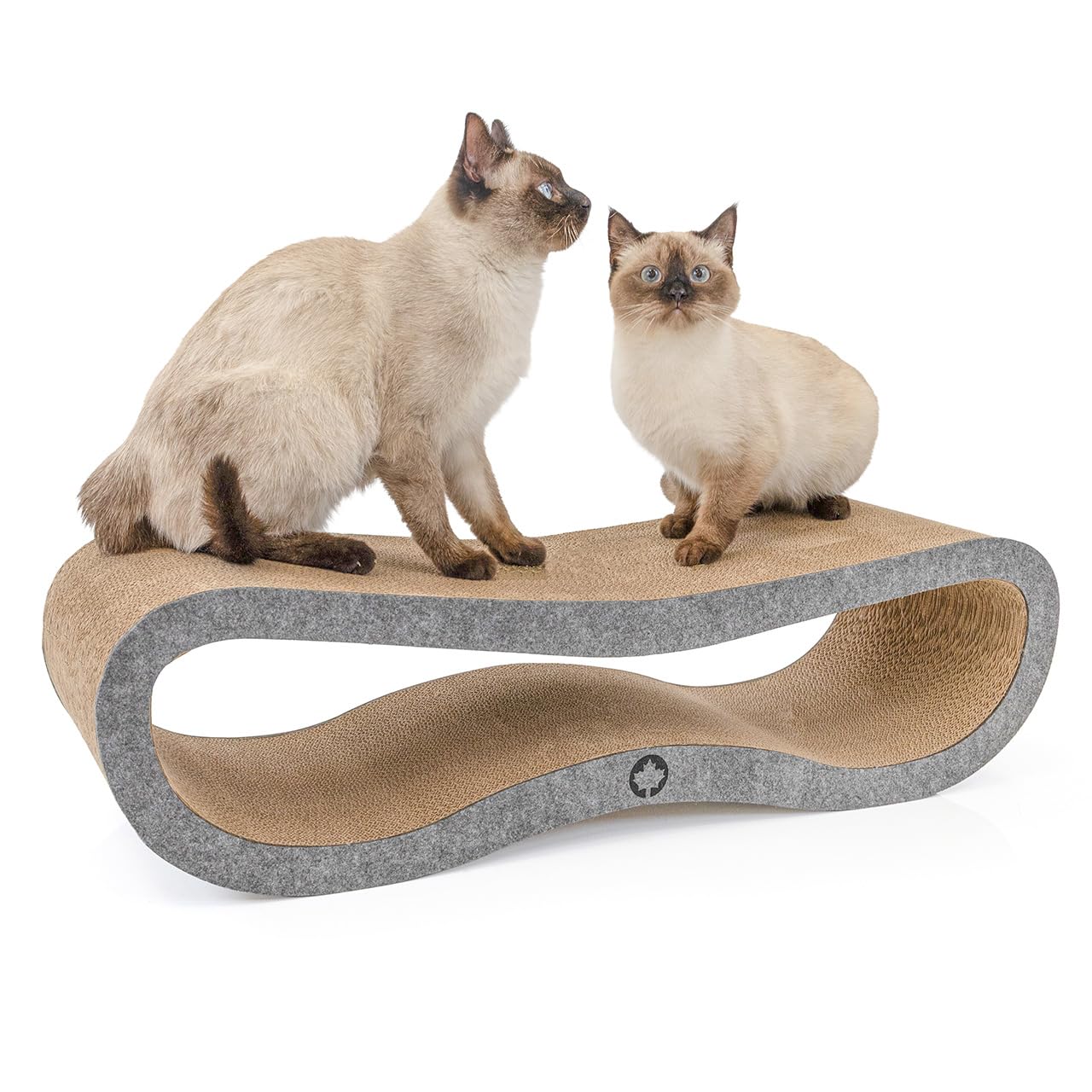 CanadianCat Company | Kratzbrett Orbit 2.0 mit Filz-Front - Kratzmöbel aus Wellpappe inkl. Katzenminze - große Kratzfläche für Katzen - Krallenpflege & Möbelschutz - ca. 84 x 24 x 23 cm