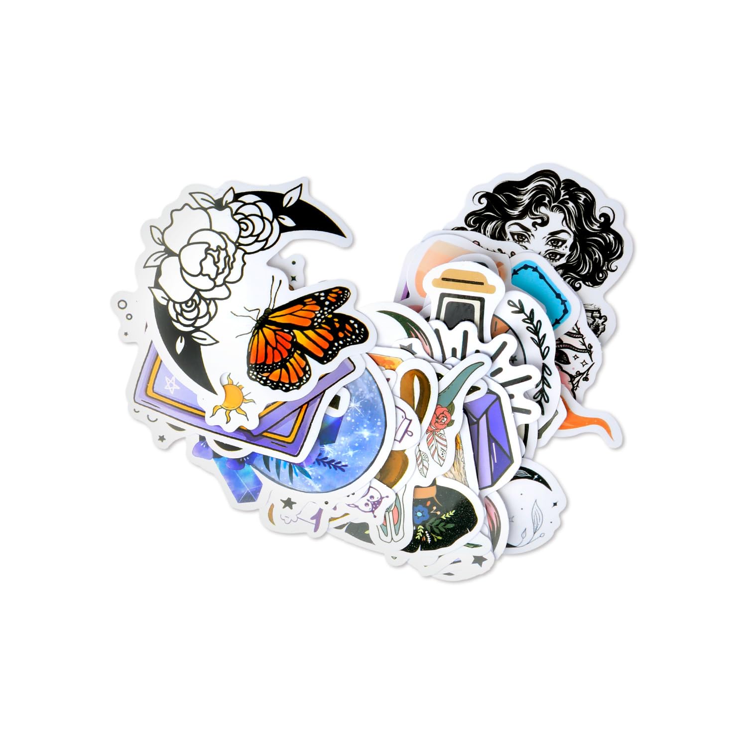 Hopzab Set of 100 Wizard Feng Shui Stickers, Bohemian Wizard-Themed Stickers, Magical Starry Sky,Suitable for Diaries, Laptops and Scrapbooks; the Gift for Women, Teenagers and Girls
