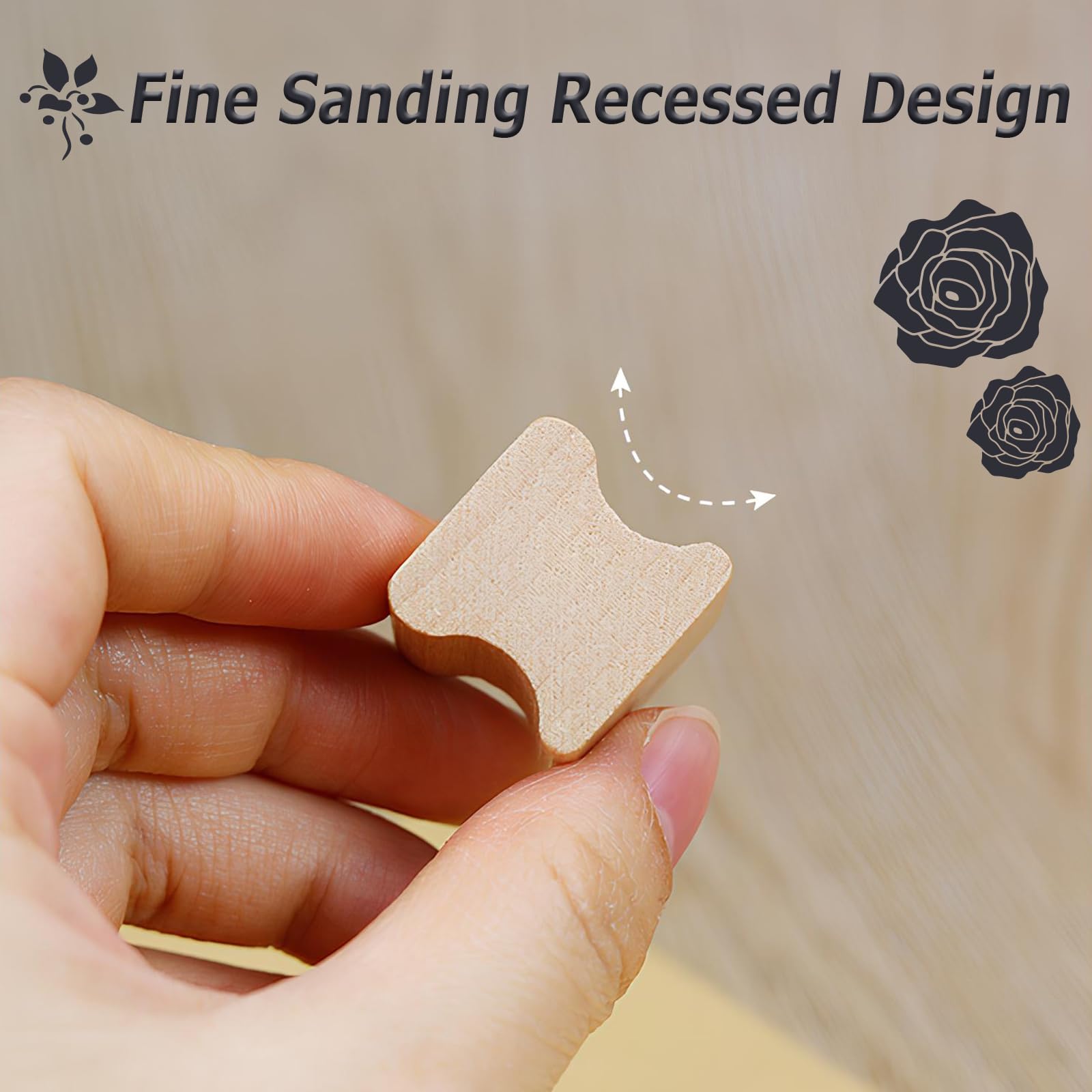 DIY-Stempel, 20 PCS Blanko-Stempelhalter aus Hartholz für Lasergravur, mit Grauem Stempelbogen Aus Gummi, 2cm /4cm