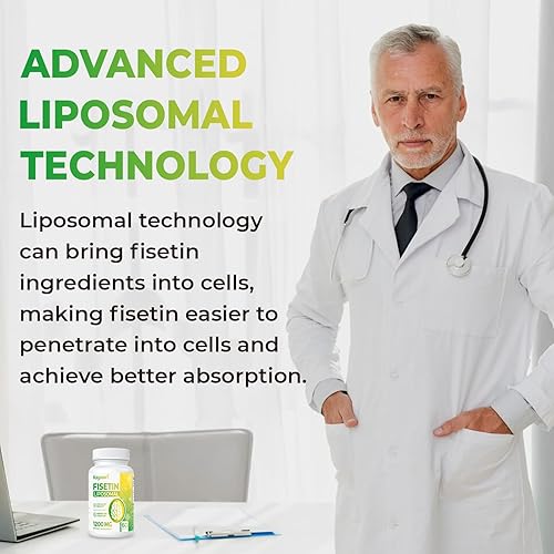 Miniatura 6 de Fisetin 1200mg Fisetin Liposomal Suplementos 98% Pure Fisetin Polifenoles Antioxidantes Inmunidad Salud Envejecimiento Apoyo cognitivo Sin OMG 120