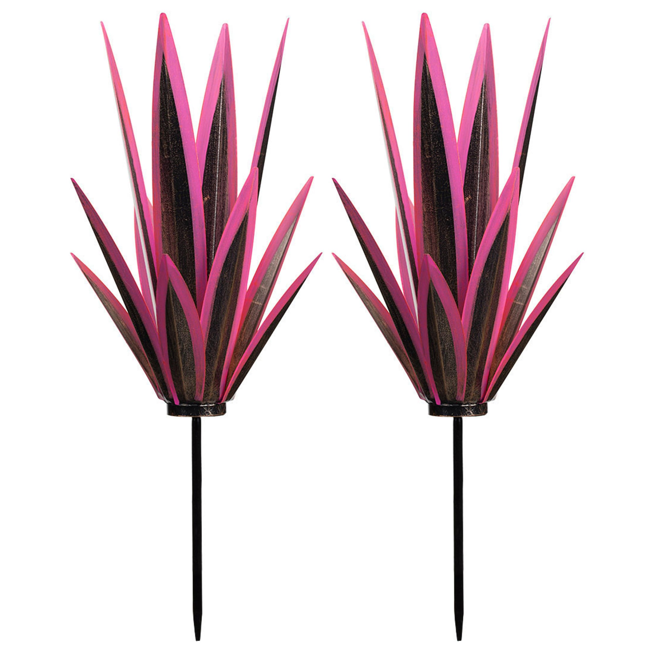 BeVistoso 2pcs Metal Agave Plants Outdoor Decor Garden Art for Lawn Patio Yard