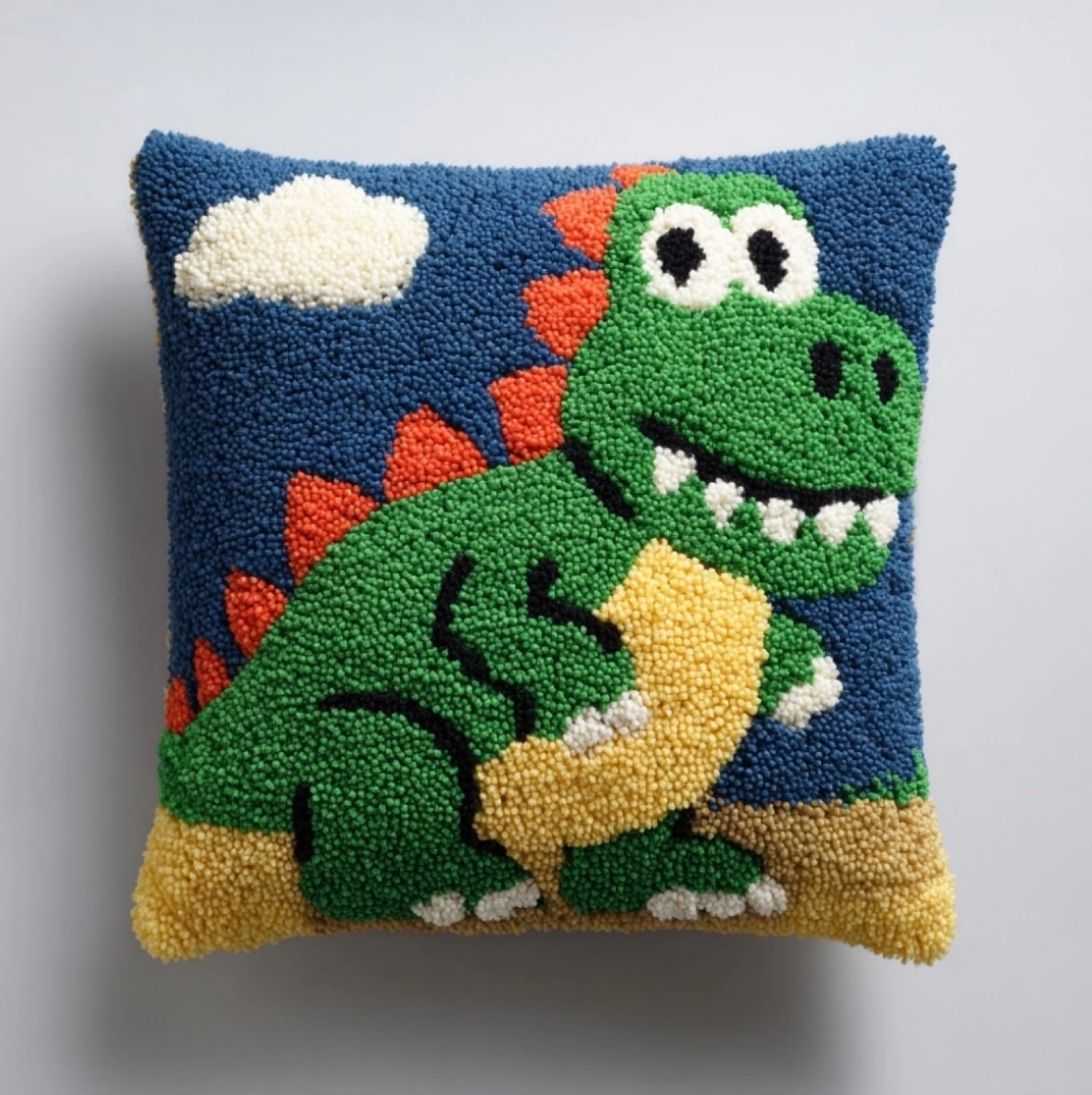 Wallustrioaw Cute Dinosaurs 3D Pillow Latch Hook Embroidery Kits 17X17in,