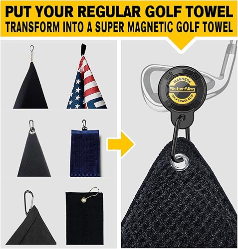 Miniatura 3 de Clip magnético (1 paquete) para toalla de golf y almohadillas de aterrizaje de metal (1 paquete) para bolsas de golf