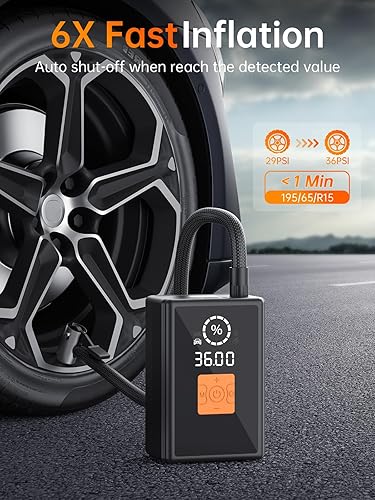 Miniatura 3 de Inflador de neumáticos, compresor de aire portátil, 22 cilindros, bomba de neumáticos 6 veces más rápida, bomba de aire de 150 PSI para automóvil,