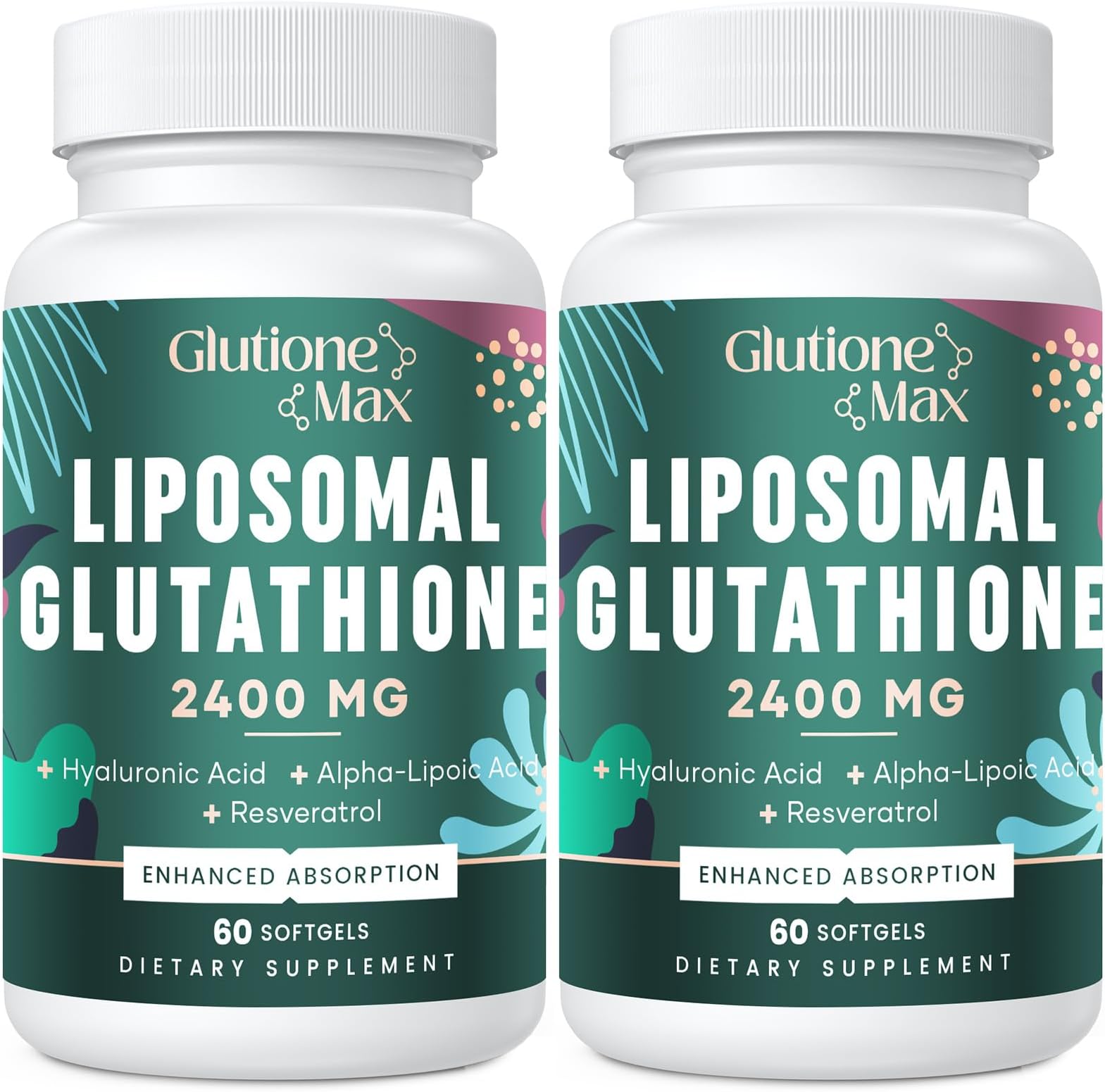 8-in-1 Liposomal Glutathione 2400 MG, High Absorption Antioxidant Formula – with Hyaluronic Acid, Alpha-Lipoic Acid, Resveratrol - Skin, Liver Detox & Immune System, 120 Softgels