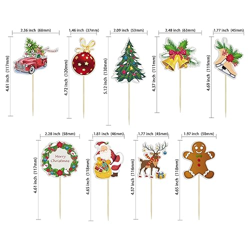 Miniatura 2 de Gyufise 36 adornos para cupcakes de Feliz Navidad Papá Noel muñeco de nieve reno árbol de Navidad corona de Navidad decoraciones de pastel de