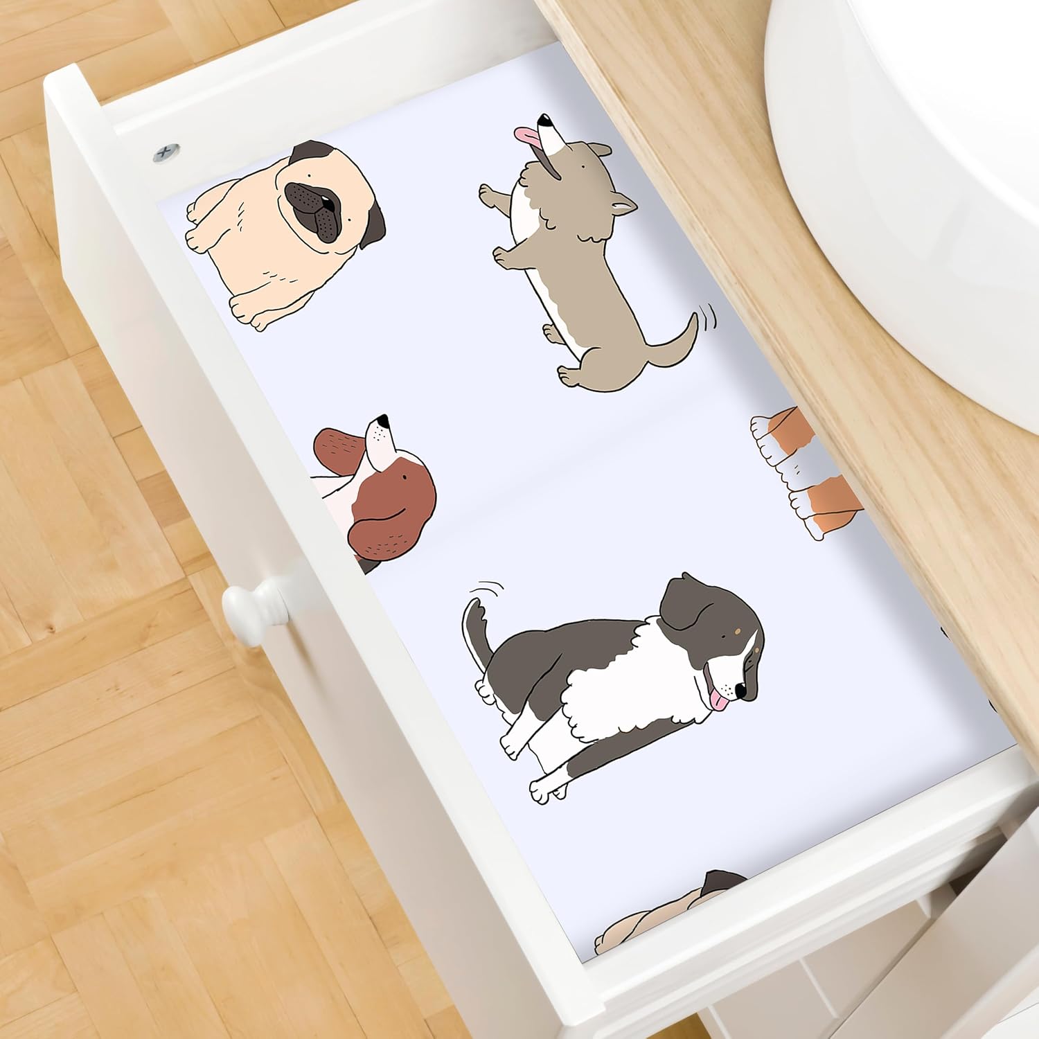 Funny Dog Wallpaper Stick and Peel Kids Baby Nursery Wallpaper Self Adhesive Removable Animal Farmhouse Wall Paper 17.7"x472" Waterproof Cute Dog Contact Paper for Walls Classroom Pets House