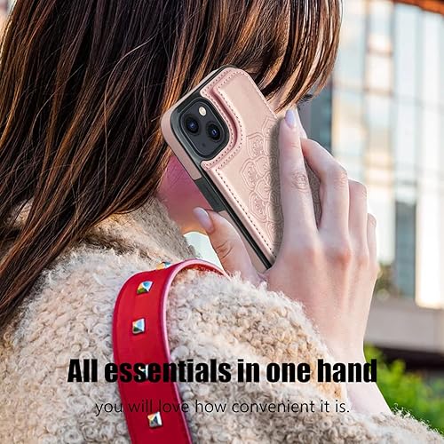 Miniatura 6 de Nvollnoe Funda para iPhone 13 con tarjetero de cuero resistente y duradero, bloqueo RFID, a prueba de golpes, delgada, ranura para tarjeta de