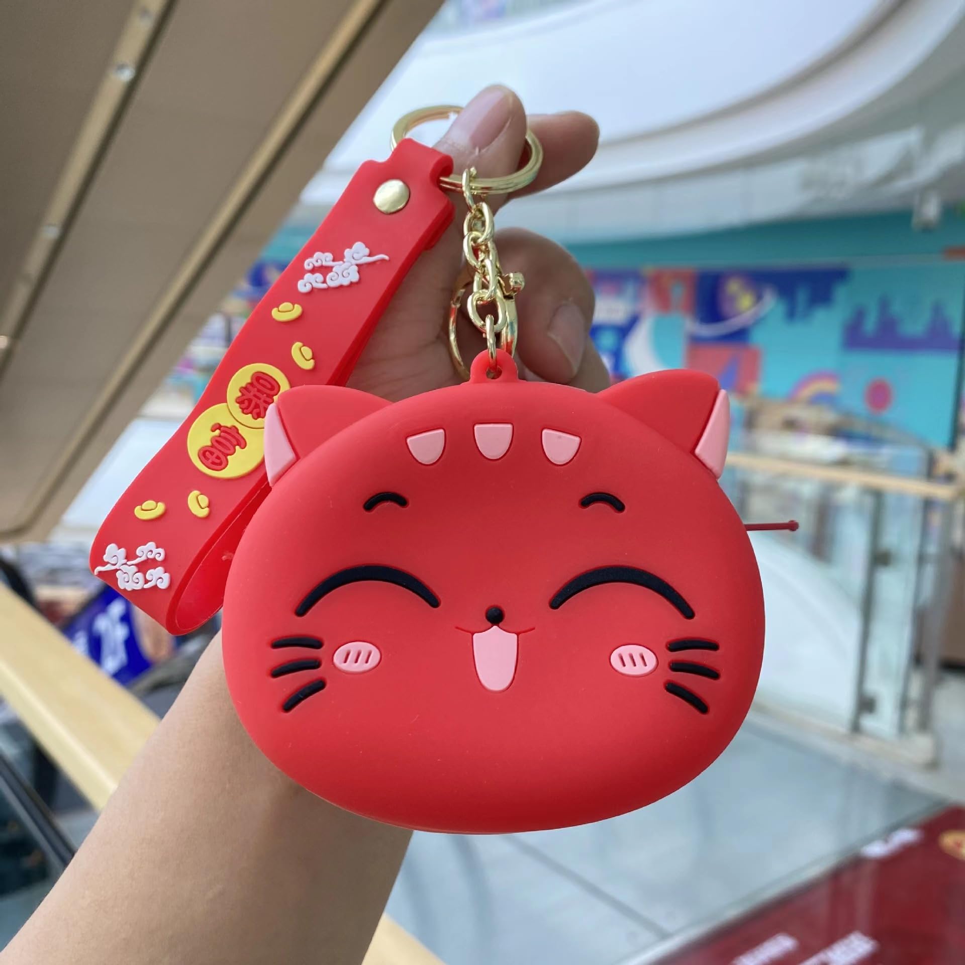 Cute Cartoon Coin Wallet For Backpack Decoration Animal Keychain Keyring Wallet With Silicone Strap Cute Pendant Mini Zipper Bag Suitable(D)