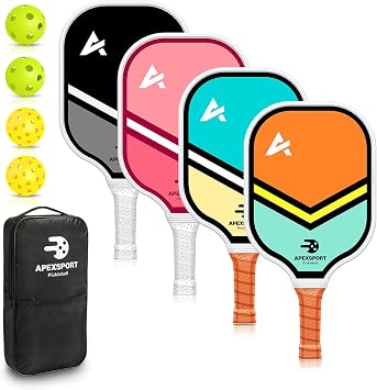 Pickleball Paddles Set of 2/4, USAPA Approved Lightweight Fiberglass Pickleball Set with 4 Pickleballs, 1 Pickleball Sling Bag, Pickleball Gifts for Women Men Beginners & Professional