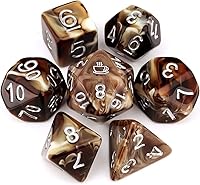 Vista 11 de Haxtec DND Conjunto de Dados 7 Piezas Conjunto de Dados de Resina Negro con Inclusión de Mylar Iridiscente Dados Poliédricos D&D