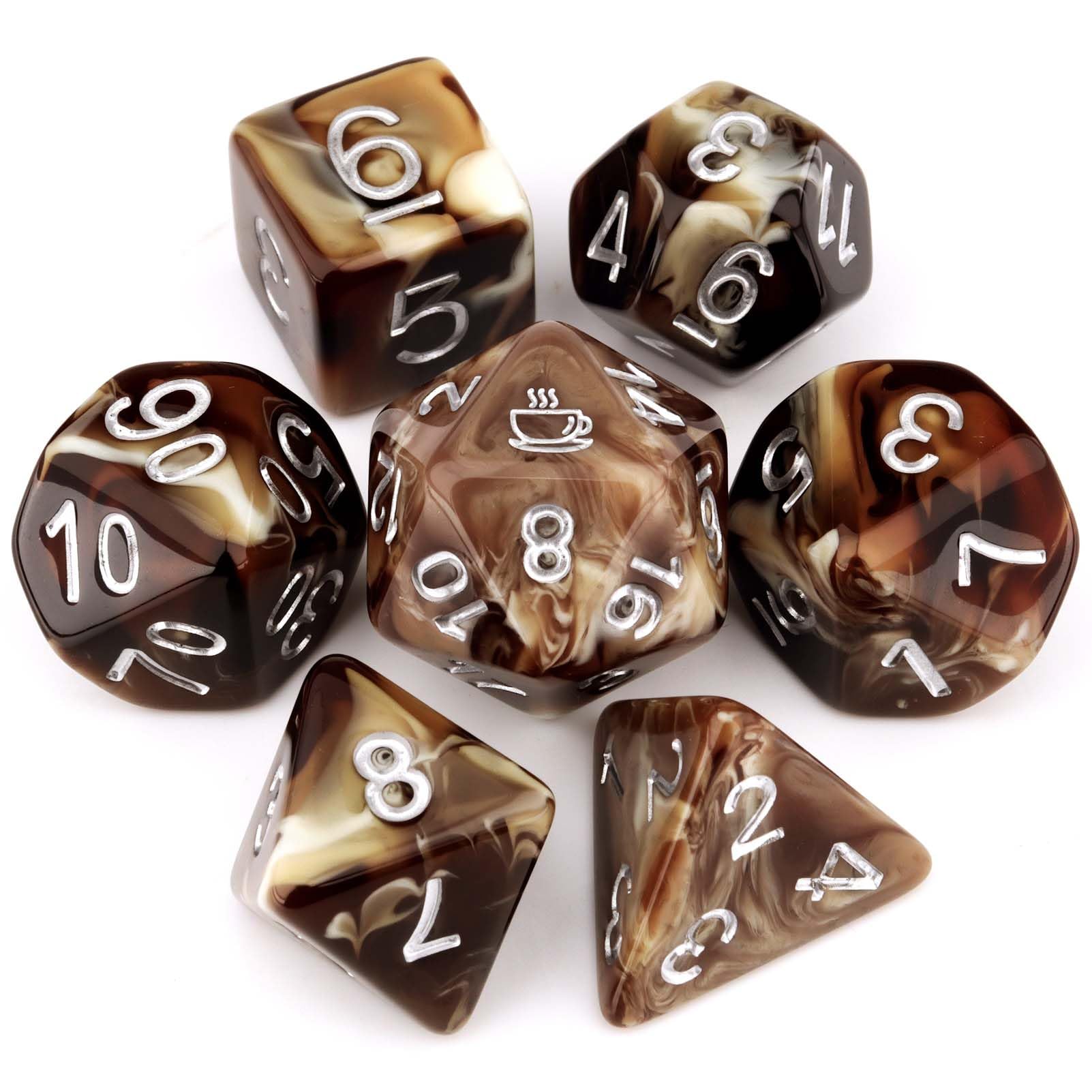 Amazon.com: Haxtec Coffee DND Dice Set 7PCS Polyhedral D&D Dice