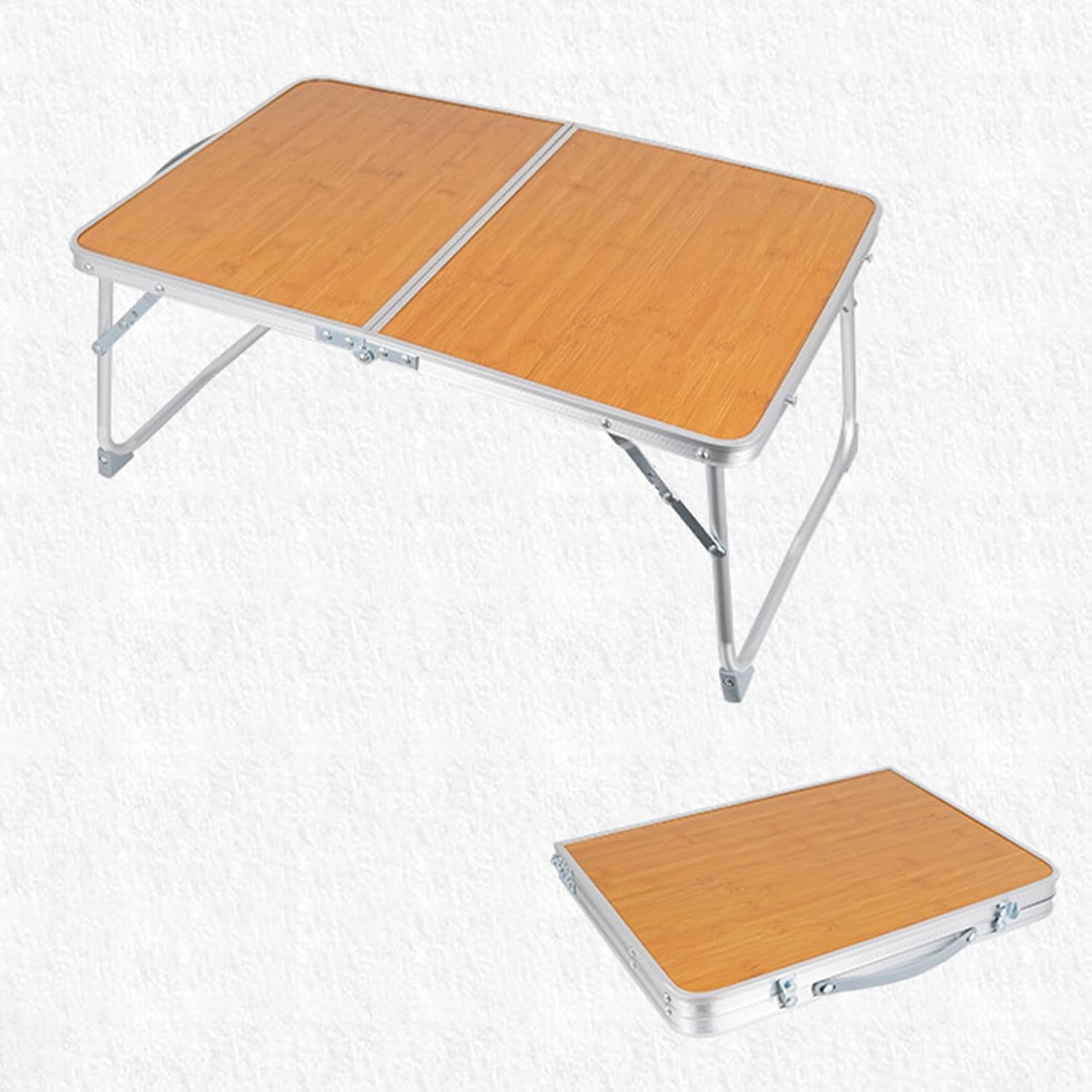 Picnics Tables, Portable Folding Camping Table with Carry Handle Bamboos Desktop Folding Table Picnics Desk for Outdoor Camping and Party