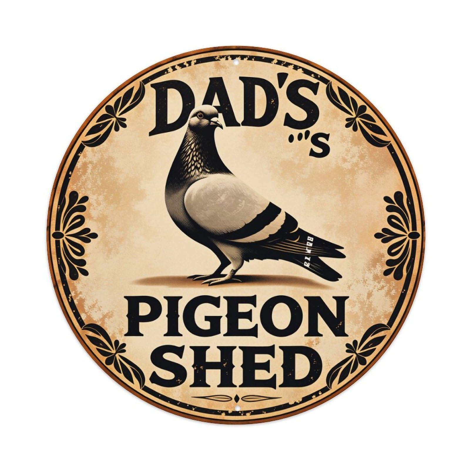 Dad's Pigeon Shed Sign Round Tin Sign Vintage Style Metal Sign Home Bar Garden Wall Plaque Decor Metal Poster 8x8 Inch