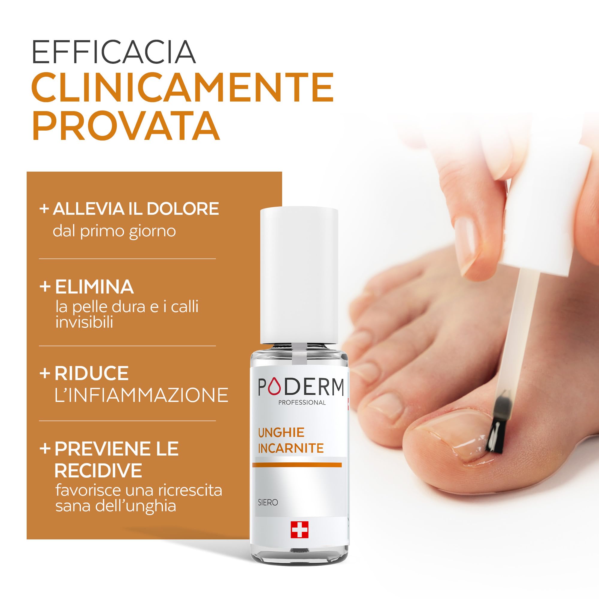 PODERM UNGHIE INCARNITE PIEDI | Previene le unghie incarnite e ammorbidisce l'unghia | Trattamento professionale | SWISS MADE