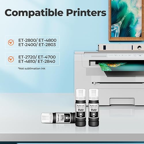 Miniatura 16 de 522 botellas de repuesto de tinta ET-4800 ET-2800 ET-2803 ET-2400 de repuesto para 522 botellas de recarga de tinta, paquete de 6 unidades para 522