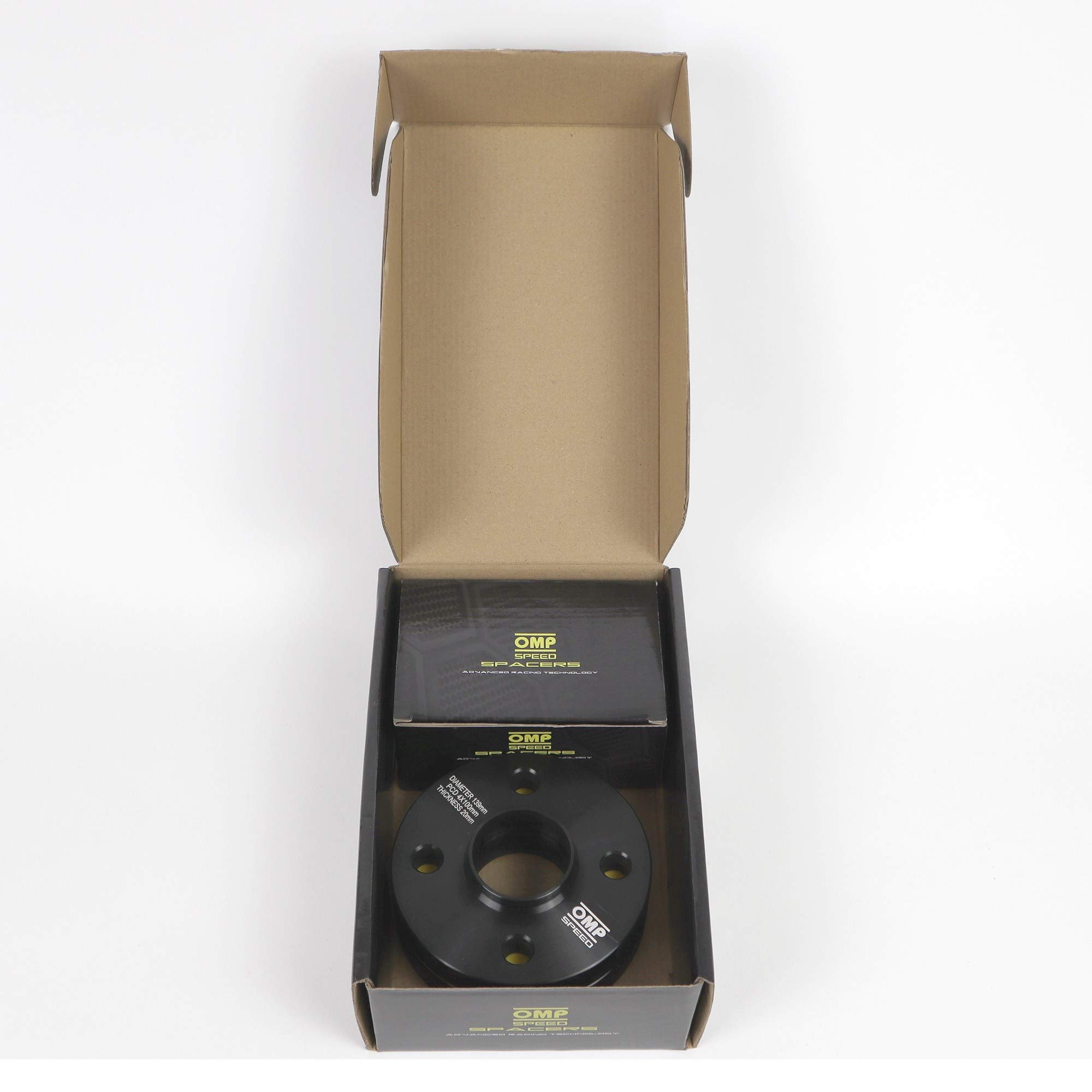OMP Speed Set Van 2 Spoorverbreders (Espaciadores) Dubbele Centreer Dikte: 15mm PCD: 4x100 CB: 56.6 OD: 139 Bout x8 M12x1.5 Conisch Zwart Aluminium - OMPS08071501