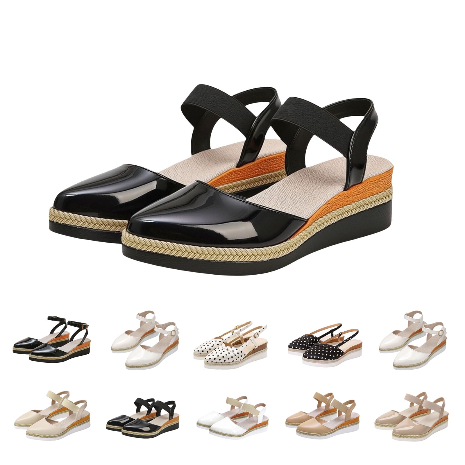 Alpargatas Mujer con Cuña Punta Cerrada Sandalias Cómodas Verano para Playa | Cuñas Esparto Mujer Ligeras Cómodas Zapatos Ortopedicas Antideslizantes Calzado Esparto Plataforma Sapatos para Caminar