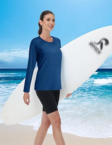 Miniatura 3 de MAGCOMSEN Camisetas de manga larga para mujer, con protección solar UPF 50+, protección solar, atlético, correr, natación, protección contra