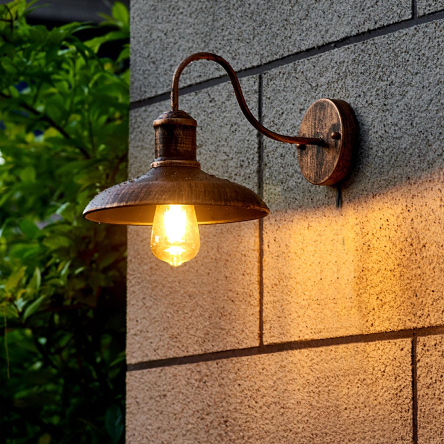4 Pezzi Lampada da parete vintage per esterni IP54 Impermeabile Antiruggine Applique da parete in ferro a collo d'oca Luce da fienile E27 Luci da portico per esterni per patio