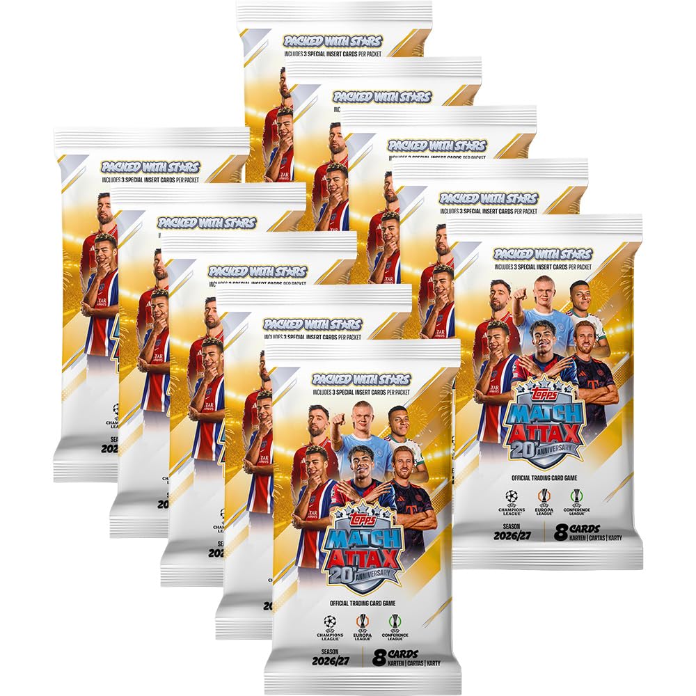 Bundle mit UCC Match Attax Champions League 2026/27 Trading Cards - 1 Leere Sammelmappe + 10 Booster + Exklusive Collect-it Hüllen