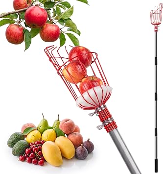 Suchtale 5.5FT Fruit Picker Tool, 35-65 Adjustable Pole with Basket