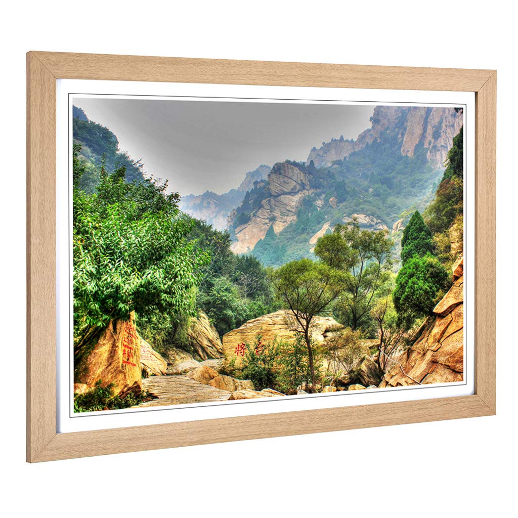 Big Box Art Framed Print of Landscape Beijing China Forest & Moutains Design | Wall Art Picture | Home Decor for Kitchen, Living Room, Bedroom, Hallway, Oak, A2 / 24.5x18 Inch / 62x45cm