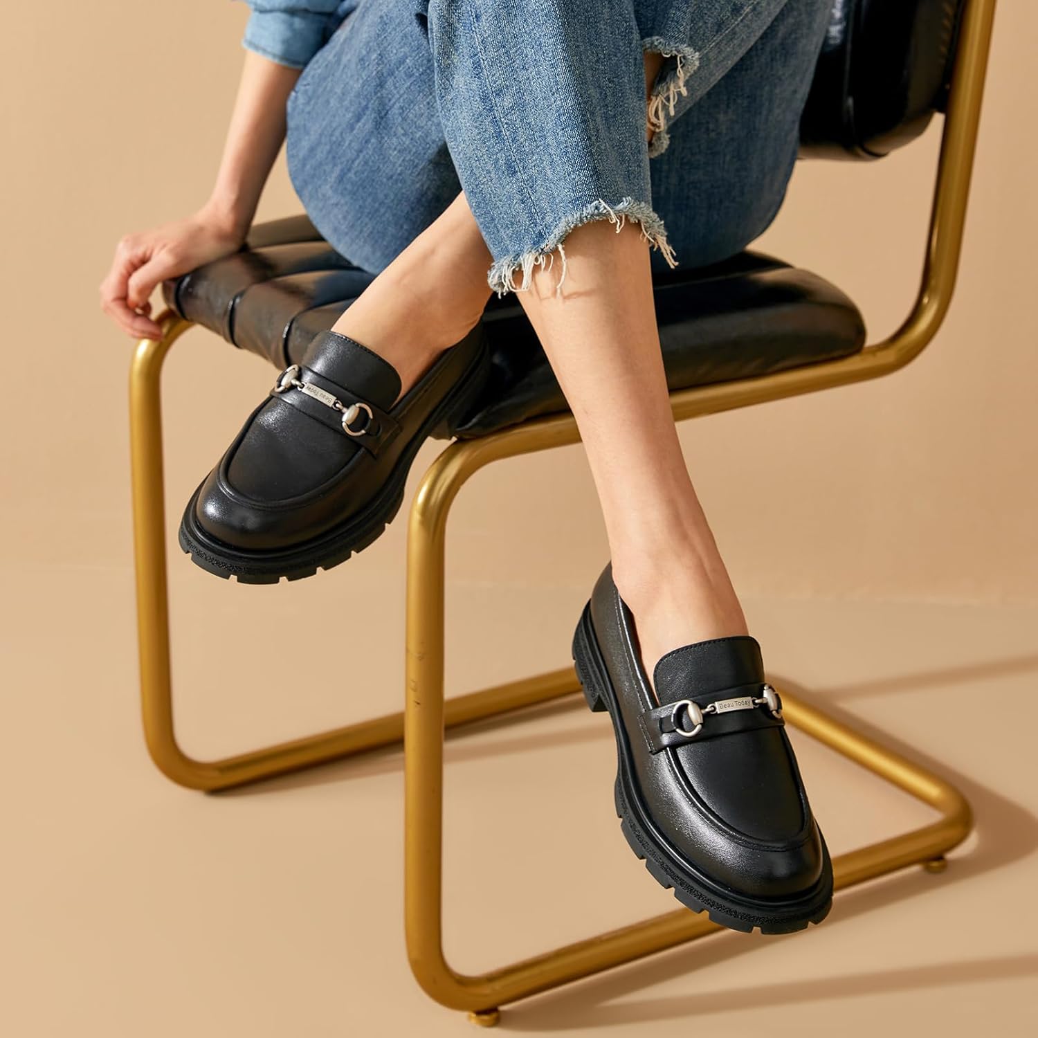 The Drop Women's Ryan Lug Sole Loafer, Burgundy Patent, BEAU