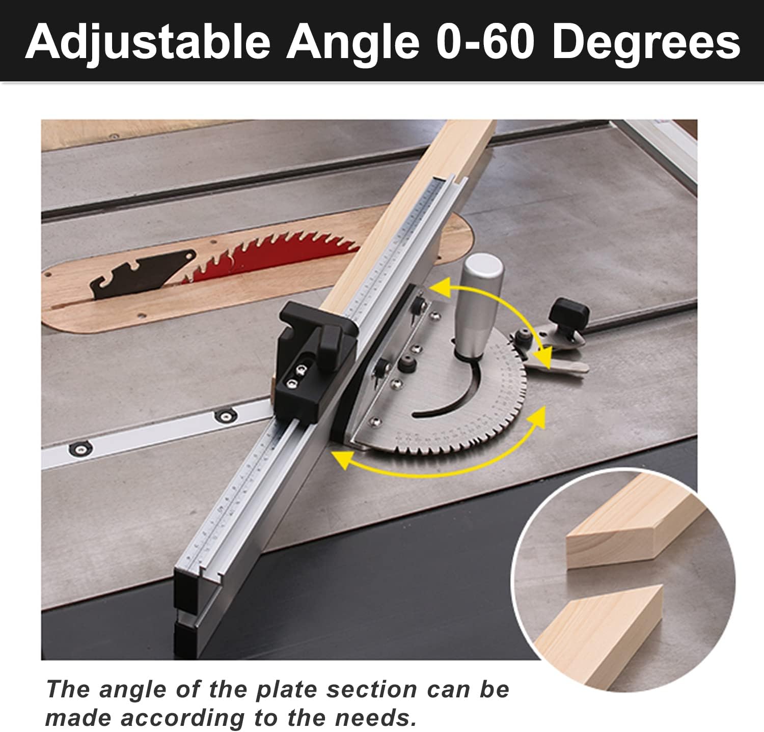 YUEWO Miter Gauge 18" Precision Table Saw Miter Gauge, Table Saw Fence System, Table Saw Sled, Marking Scale, 60 Degree Angled Ends, Woodworking DIY Tool with 27 Angle Stops