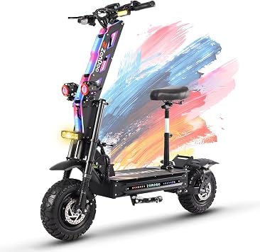 RoadHitter Electric Scooter, 10000W Dual Motors Up to 68 MPH, 70 Miles Long Range 72V38Ah Battery, 13" Off Road Tubeless Fat Tires, Hydraulic Oil Disc Brake Fast E Scooter with Seat & Damper