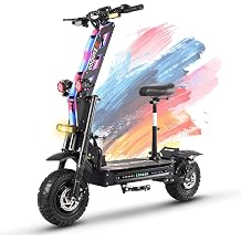 RoadHitter Electric Scooter, 10000W Dual Motors Up to 68-MPH, 70 Miles Long Range 72V38Ah Battery, 13" Off Road Tubeless Fat Tires, Hydraulic Oil Disc Brake Fast E Scooter with Seat & Damper
