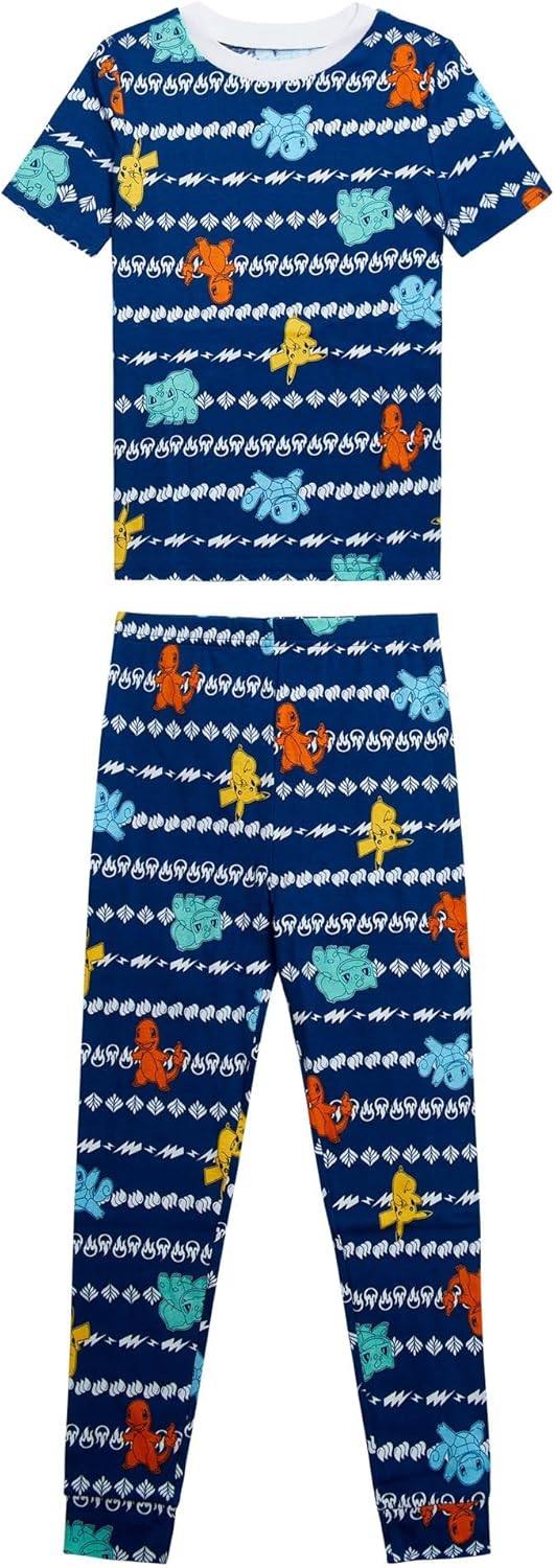 Pokemon Little Boys’ Big Boys 4-Piece 100% Cotton Long or Short Sleeve Pajama Sets - Image 3
