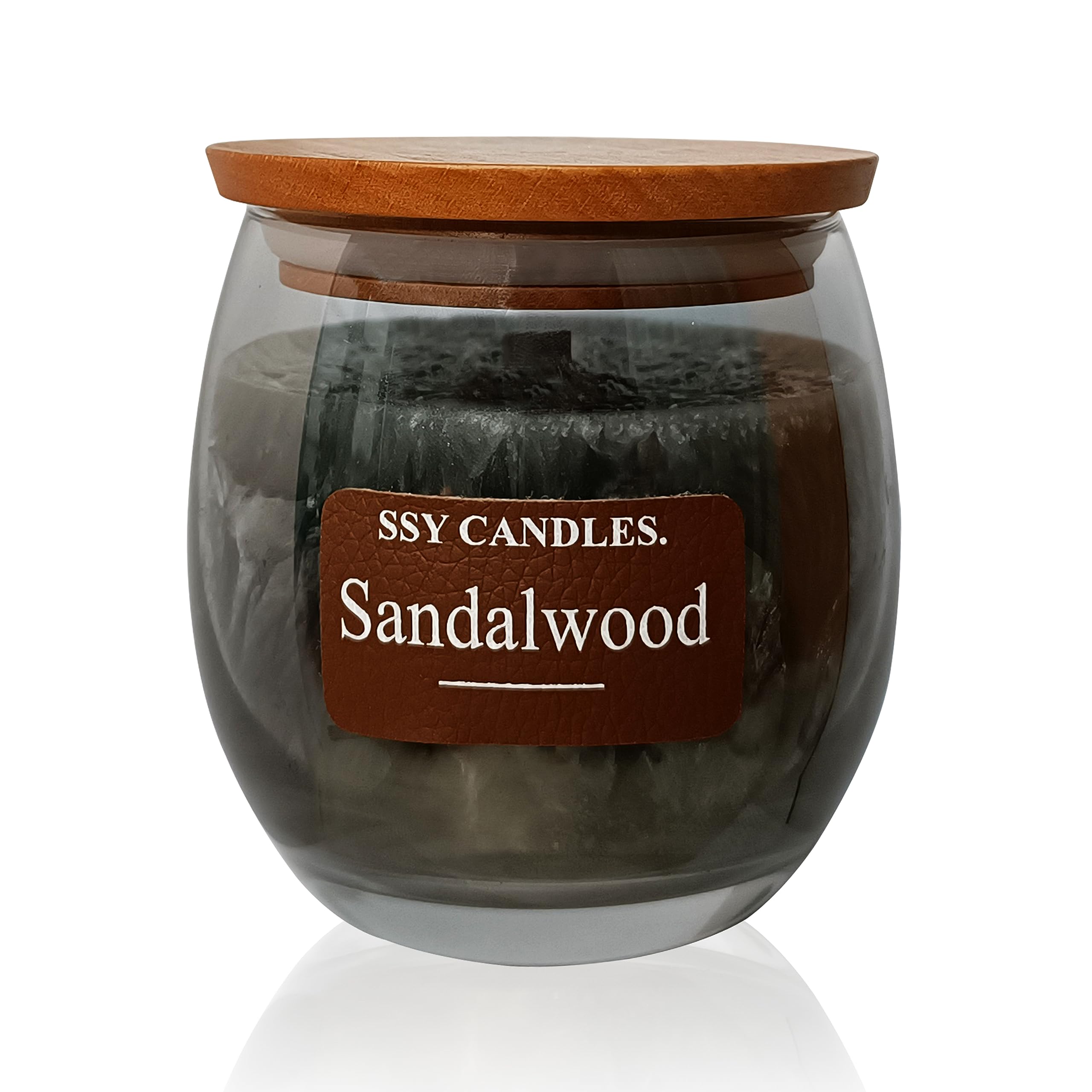 Sandalwood Scented Candles | Natural Soy Wax Wooded Wick Candles | Large Glass Jar Candle for Home Aromatherapy Men Women Gift Set (Sandalwood 7.8oz)