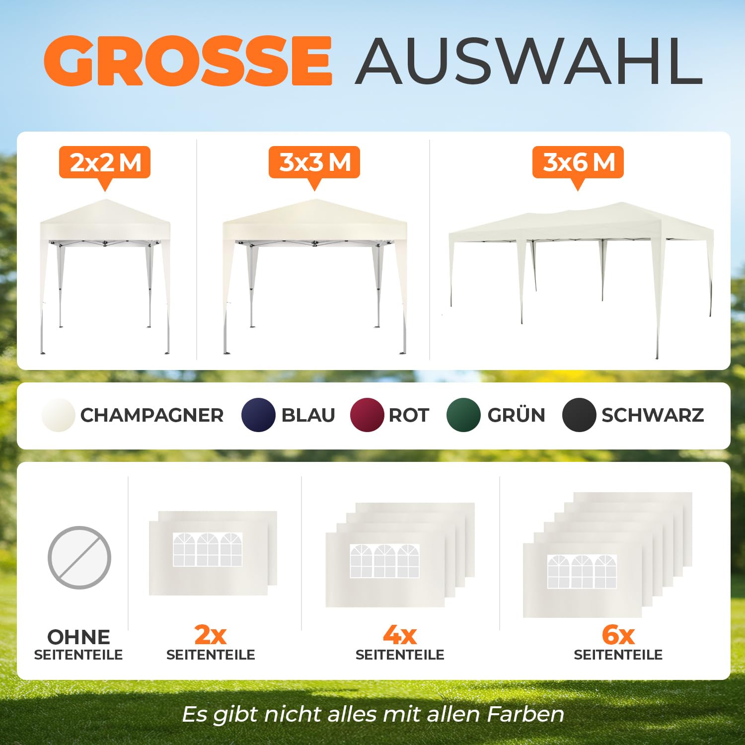 Kronenburg Faltpavillon wasserdicht Dachmaß 3 x 3 m UV Schutz 50+ Pavillon in Champagner