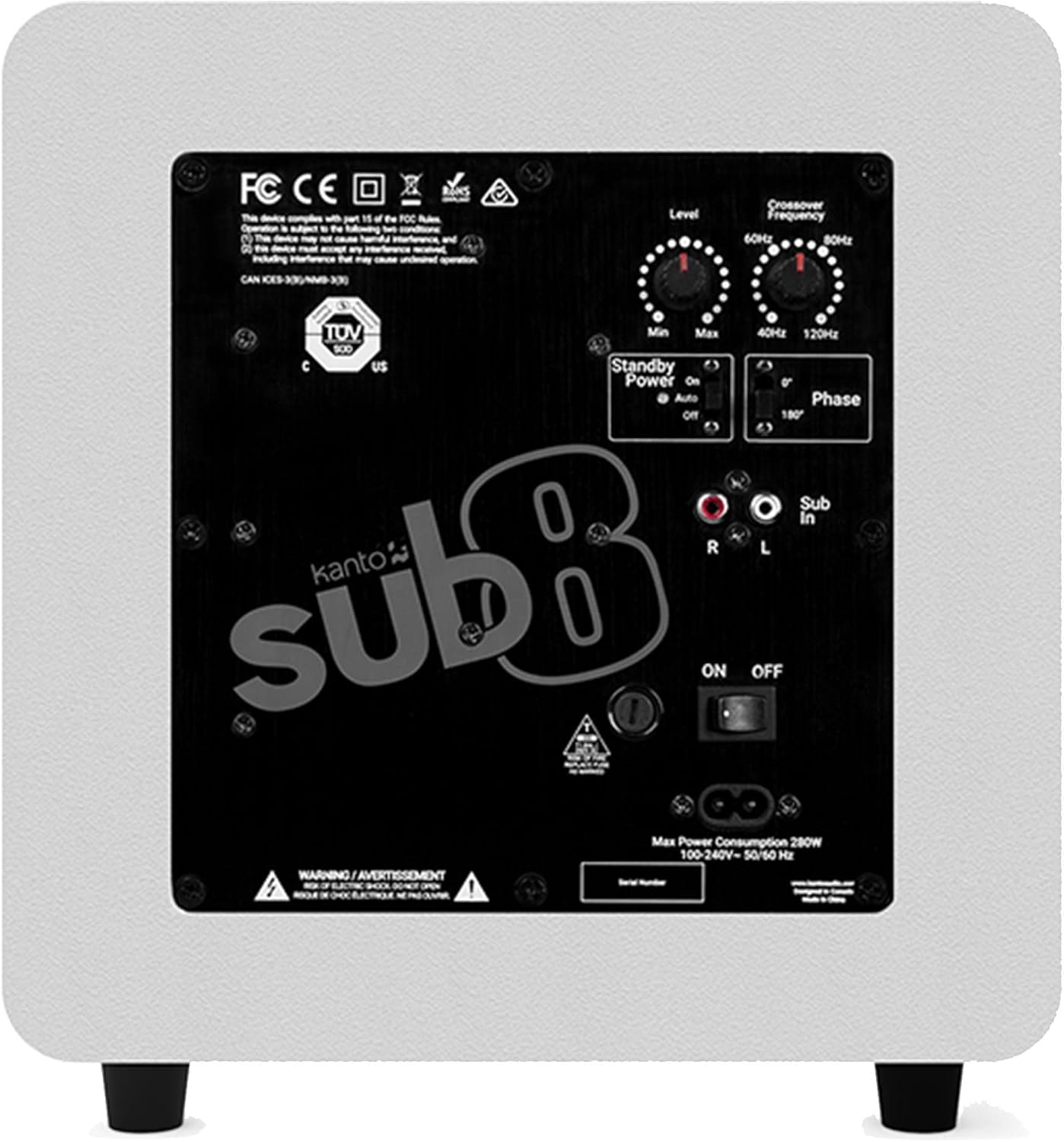 Kanto Ren Powered Speaker System (Matte Grey) and SUB8 Powered 8in Subwoofer (White) Bundle