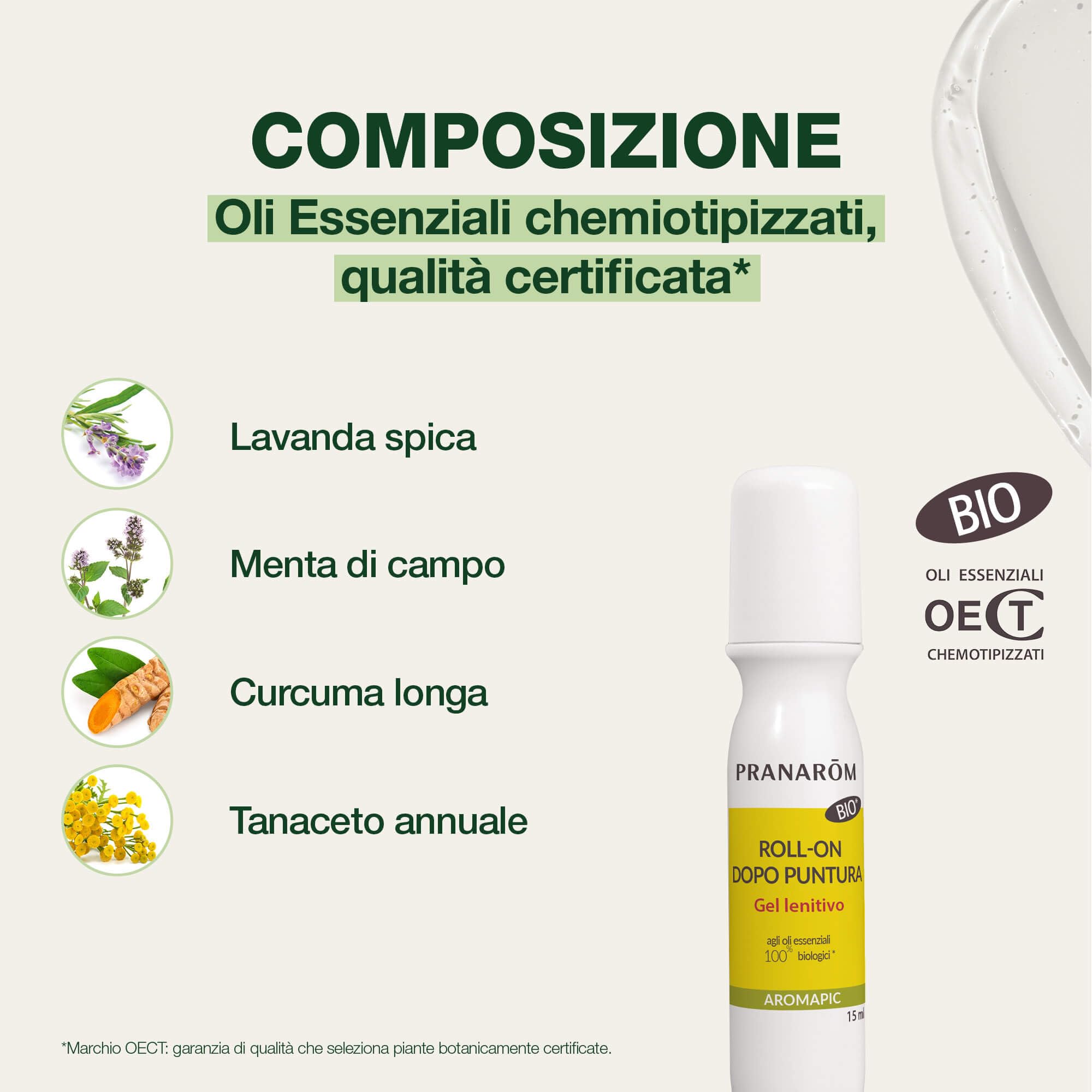 Pranarôm - Aromapic - Roll-on Dopopuntura BIO per un Sollievo Immediato, con Lavanda spica e Menta selvatica - Adatto Ai Bambini Dai 3 Anni In Su - 15ml